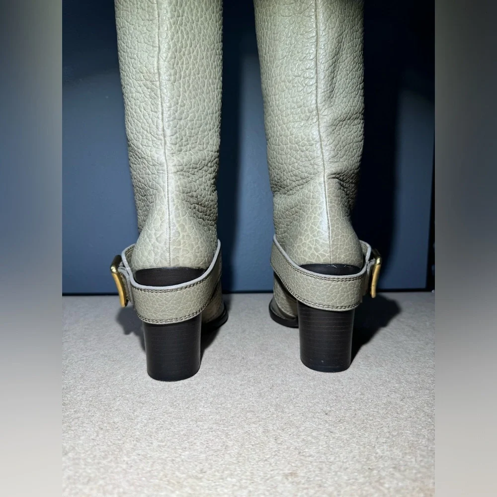 Authentic Women's Dolce & Gabanna‎ Over Knee Leather Khaki Boots Size 37 (US 7)